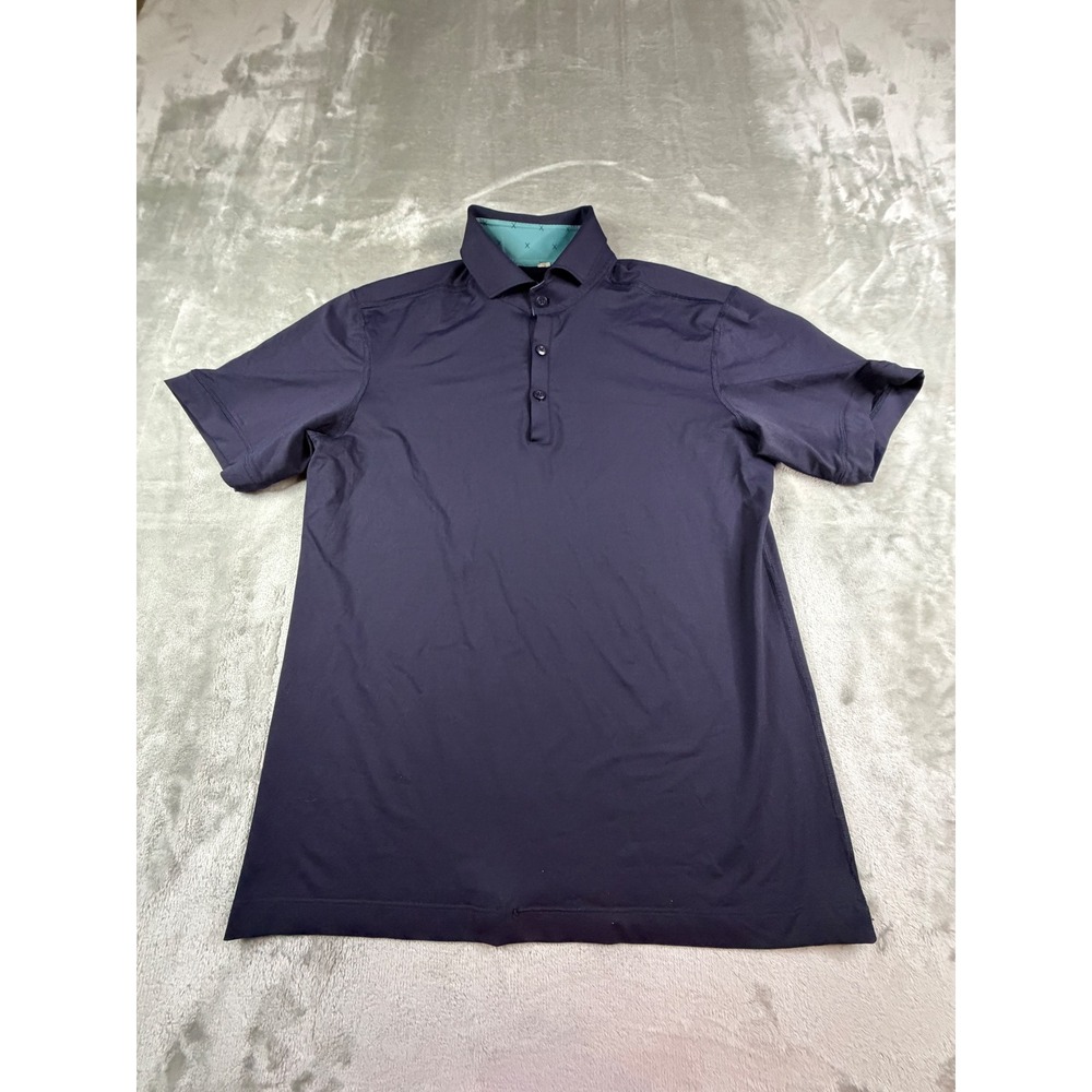 Lululemon Evolution Polo Shirt Mens Small Navy Blue Short Sleeve Athletic